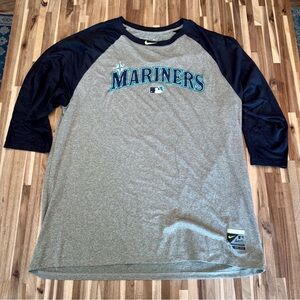 Nike Gray and Navy Mariners Men's Shirt